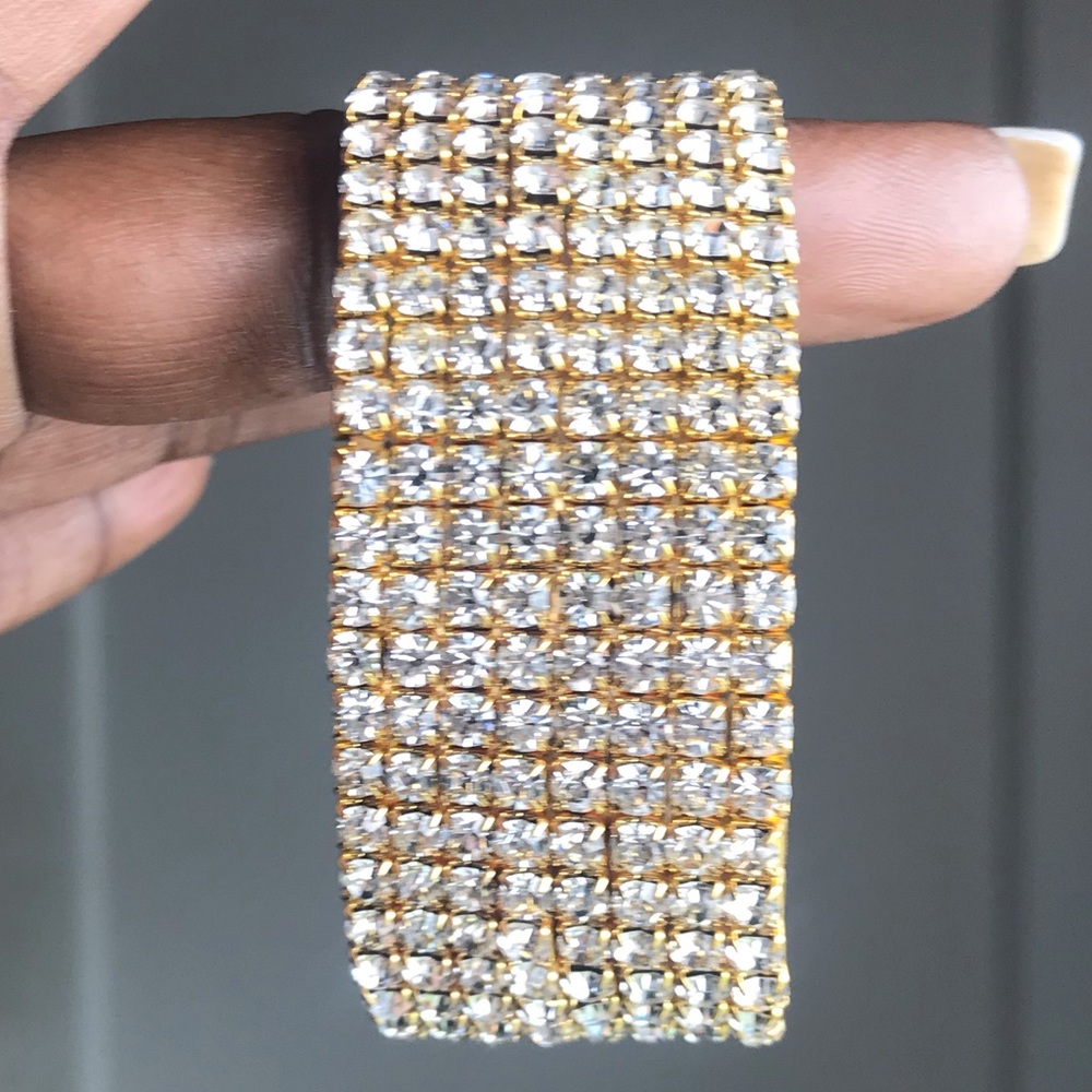 Not Your Average Gold Alloy Rhinestone Cuff 1 1/8” - Picture 6 of 8